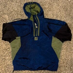 Adidas Men Anorak Puffy Jacket Navy Black Green DH6647 Size Medium MS